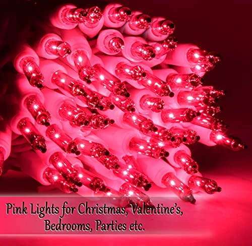 Pink Christmas String Lights, 100 Mini Fairy Lights Set, White Wire 20.6 Ft Traditional Valentines Easter Holiday Décor For Home, Christmas Tree, Bedroom, Patio, Wedding, Indoor Outdoor Decoration 2 Pink Christmas String Lights, 100 Mini Fairy Lights Set, White Wire 20.6 Ft Traditional Valentines Easter Holiday Décor For Home, Christmas Tree, Bedroom, Patio, Wedding, Indoor Outdoor Decoration - Image 2