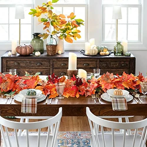 3 Pack Fall Decor For Home Fall Leaves Garland Thanksgiving Decorations Indoor Outdoor 5.8Ft/Piece Artificial Maple Leaf Garland For Autumn Harvest Halloween Party Thanksgiving Fireplace Decor (Red) 5 3 Pack Fall Decor For Home Fall Leaves Garland Thanksgiving Decorations Indoor Outdoor 5.8Ft/Piece Artificial Maple Leaf Garland For Autumn Harvest Halloween Party Thanksgiving Fireplace Decor (Red) - Image 5