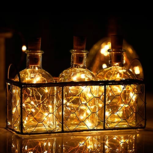 Ariceleo Wine Bottles String Lights, 24 Packs Micro Artificial Cork Copper Wire Starry Fairy Lights, Battery Operated Lights For Bedroom, Parties, Wedding, Decoration(24 Packs 2m/7.2ft Warm White) 3 Ariceleo Wine Bottles String Lights, 24 Packs Micro Artificial Cork Copper Wire Starry Fairy Lights, Battery Operated Lights For Bedroom, Parties, Wedding, Decoration(24 Packs 2m/7.2ft Warm White) - Image 3