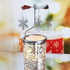 Kingnero Christmas Snowflake Carousel Candle Rotating Rotary Candle Holder Spinning Tealight Candleholder For Relatives And Friends Gifts -Department 56 Shop 511fi7RotNS