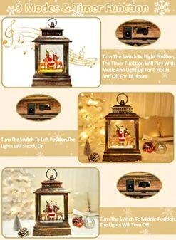 TURNMEON Musical Lighted Water Lantern Christmas Snow Globe Decorations Santa Elk With Timer 8 Songs Swirling Glitter Snow Globe Lantern USB Or Battery Operated Christmas Decorations Home Indoor Gifts -Department 56 Shop 511frP81DvL