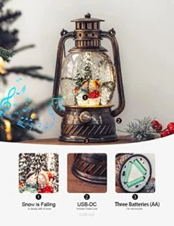 Musical Christmas Snow Globe, Lovers Snowman Scene Decorations With Timer Swirling Singing Water Glittering Water Lantern, USB/Battery -Department 56 Shop 511glSVL3XL