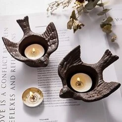 ChezMax Cast Iron Long Feet Birds Christmas Candleholders Black Vintage Tea Light Candle Holders Metal Tabletop Home Decoration 18 ChezMax Cast Iron Long Feet Birds Christmas Candleholders Black Vintage Tea Light Candle Holders Metal Tabletop Home Decoration -Department 56 Shop 511vDiphOtL. AC