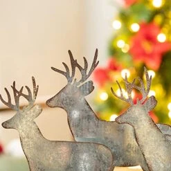 Glitzhome Christmas Table Decorations 12.81 Inches Metal Christmas Reindeer Decor Galvanized Deer Decoration For Home Country Christmas Decor Rustic Xmas Desk Decoration -Department 56 Shop 512924y4AwL