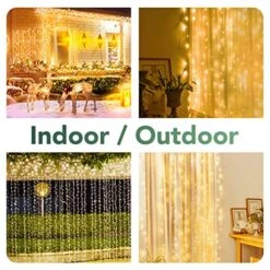 MAGGIFT 304 LED Curtain String Lights, 9.8 X 9.8 Ft, 8 Modes Plug In Fairy String Light With Remote Control, Christmas, Backdrop For Indoor Outdoor Bedroom Window Wedding Party Decoration, Warm White