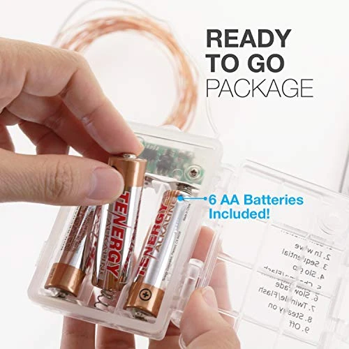 Tenergy 2 Pack Battery Operated LED String Lights, Includes 6 AA Batteries, 16.5ft Light String 50 Dimmable LEDs, Remote Control, Outdoor Ready For Christmas Decorations, Wedding Decor, UL Certified 3 Tenergy 2 Pack Battery Operated LED String Lights, Includes 6 AA Batteries, 16.5ft Light String 50 Dimmable LEDs, Remote Control, Outdoor Ready For Christmas Decorations, Wedding Decor, UL Certified - Image 3