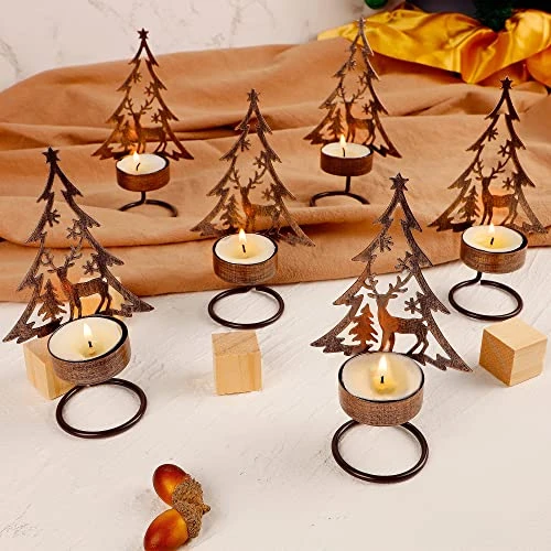 Juegoal Set Of 6 Tea Light Candle Holders, Christmas Decorations Metal Tree And Reindeer Table Candle Holder, Rust-Proof Tabletop Tealight Centerpiece And Display For Holiday Home Mantel Fireplace 1 Juegoal Set Of 6 Tea Light Candle Holders, Christmas Decorations Metal Tree And Reindeer Table Candle Holder, Rust-Proof Tabletop Tealight Centerpiece And Display For Holiday Home Mantel Fireplace