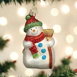Old World Christmas Glass Blown Ornament - Snowman With Broom 4¼" -Department 56 Shop 512QnnY4crL