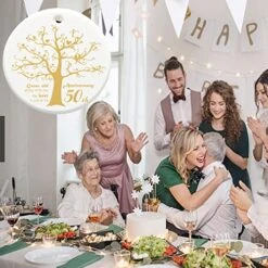 50 Years Anniversary Ornament, 2023 Christmas Hanging Ornament, 50th Years Couple Gifts For Wedding Anniversary, 50thHusband&Wife Married Decoration, 2023 Couple Christmas Ceramic Ornament With Ribbon -Department 56 Shop 512lcoZ8QKL