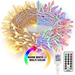 Brizled Christmas Lights, 65.67ft 200 LED Tree Lights Color Changing, 11-Function Warm White & Multicolor Christmas Lights, Connectable 24V Adapter Christmas Lights With Remote For Xmas Tree Party -Department 56 Shop 512r5EaoGYL. AC