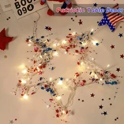 4th Of July Decorations 10FT 30 LED Patriotic Decor Red White Blue Star Garland With Lights, Battery Operated 4th Of July Garland For Mantle Home, Fourth Of July Decor Memorial Day Decorations [Timer] -Department 56 Shop 513IjJSrzGL