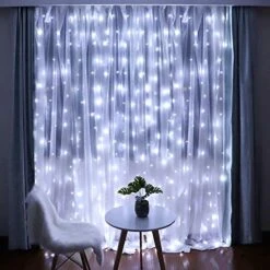 Fiee Fairy Curtain Lights,304 LED 9.8ftX9.8ft 30V 8Modes Safety Window Lights With Memory For Home Wedding Christmas Party Family Patio Lawn Garden Bedroom Outdoor Indoor Wall Decorations(Cool White) -Department 56 Shop 513R4o9PM2L