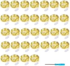 32 Pcs 10ft 30 LED Fairy Lights Battery Operated Waterproof Copper Wire Mini String Lights Firefly Starry Moon Lights For Jars DIY Gifts Wedding Party Bedroom Patio Decorations Christmas(Warm White) -Department 56 Shop 513nLAE7BWL. AC