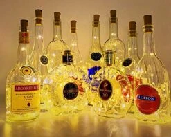 MUMUXI 30 Pack 20 LED Wine Bottle Lights With Cork, 3.3ft Silver Wire Cork Lights Battery Operated Fairy Mini String Lights For Liquor Bottles Party Wedding Halloween Christmas Decorations, 3-Colors -Department 56 Shop 5143imIl4VL