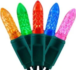 YULETIME Cool White One-Piece Faceted LED Christmas Lights, Total 48 Feet 140 Count 2 Strands 24ft 70ct Waterproof String Light (Cool White) -Department 56 Shop 514GNFvFvAL. AC