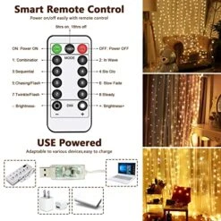 HONRICH 300 LED Window Curtain String Light, Wedding Party Home Garden Bedroom Outdoor Indoor Wall Decorations, Warm White, 8 Lighting Modes Bedroom Wall Hanging 7 HONRICH 300 LED Window Curtain String Light, Wedding Party Home Garden Bedroom Outdoor Indoor Wall Decorations, Warm White, 8 Lighting Modes Bedroom Wall Hanging -Department 56 Shop 514XfXp0jML