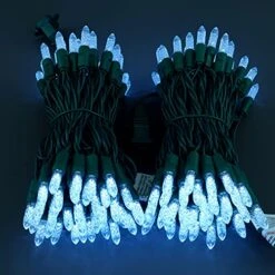 YULETIME Cool White One-Piece Faceted LED Christmas Lights, Total 48 Feet 140 Count 2 Strands 24ft 70ct Waterproof String Light (Cool White)