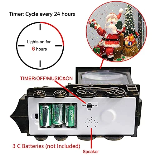 DRomance Christmas Musical Snow Globe Lantern Battery Operated With 6 Hour Timer, Santa Lighted Snow Globe Train Spinning Water Swirling Glitter Christmas Decoration Gifts(10.6 X 4.3 X 8.3 Inches) 5 DRomance Christmas Musical Snow Globe Lantern Battery Operated With 6 Hour Timer, Santa Lighted Snow Globe Train Spinning Water Swirling Glitter Christmas Decoration Gifts(10.6 X 4.3 X 8.3 Inches) - Image 5