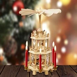 German Christmas Decoration Pyramid 18 Inches Nativity Scene. Holiday Nativity Carousel.6 Candle Holders. German Design -Department 56 Shop 5151ZZsWZ7L