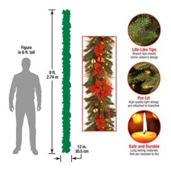 National Tree Company Pre-lit Artificial Christmas Garland Decorative Collection | Flocked With Mixed Decorations And White Lights | Home Spun - 9 Ft -Department 56 Shop 5154Pa3bUJL