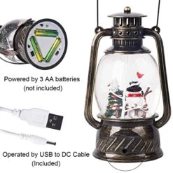 Christmas Snow Globe Lantern 9", Battery Operated Lighted Swirling Glitter Lantern With Timer For Christmas Home Decoration, Snowman (Black) -Department 56 Shop 515M6pqhQJL
