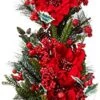 Nearly Natural 4656 Poinsettia Teardrop Wreath, Red/Green -Department 56 Shop 516DDOIu6WS