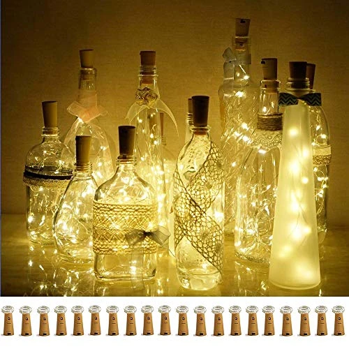 Decorman Wine Bottle Cork Lights, 20 Pack 20 LED Warm White Cork Shape Silver Copper Wire LED Starry Fairy Mini String Lights For DIY/Decor/Party/Wedding/Christmas/Halloween 1 Decorman Wine Bottle Cork Lights, 20 Pack 20 LED Warm White Cork Shape Silver Copper Wire LED Starry Fairy Mini String Lights For DIY/Decor/Party/Wedding/Christmas/Halloween