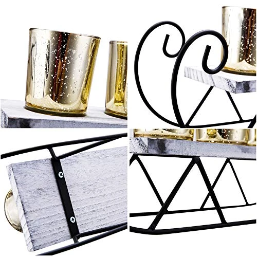 Gorgeous Home Christmas Sled Candlestick Decorative Votive Candle Holders Mercury Glass Tealight Candle Holder For Home Decor (Gold) 5 Gorgeous Home Christmas Sled Candlestick Decorative Votive Candle Holders Mercury Glass Tealight Candle Holder For Home Decor (Gold) - Image 5