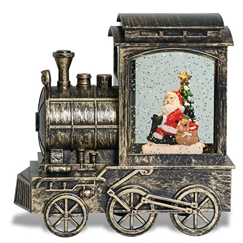 Eldnacele Lighted Musical Christmas Train Snow Globe Lantern With Santa, Battery Operated Water Glittering Lantern With Music And 6H Timer Christmas Table Centerpiece Decoration And Gift 1 Eldnacele Lighted Musical Christmas Train Snow Globe Lantern With Santa, Battery Operated Water Glittering Lantern With Music And 6H Timer Christmas Table Centerpiece Decoration And Gift