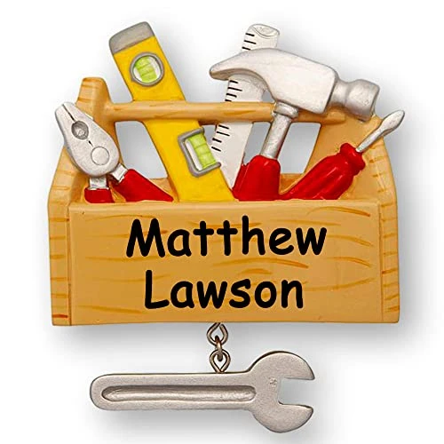 Personalized Toolbox Christmas Ornament - Handyman Construction Worker Tool Set Christmas Tree Decoration - Custom Name And Date 2 Personalized Toolbox Christmas Ornament - Handyman Construction Worker Tool Set Christmas Tree Decoration - Custom Name And Date - Image 2