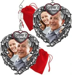 Forever In Our Hearts Christmas Ornament - Silver Heart Ornaments With Heart Shaped Angel Wings - Hanging Memorial Ornament - In Memory Christmas Ornament - 6 Pack - Gift/Storage Bag Included -Department 56 Shop 516NcKEYYXL. AC