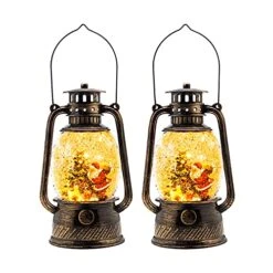 NORYER Musical Snow Globe Lanterns In 2 Pack, Lighted USB/Battery Operated Swirling Singing Water Glittering Lantern, Snow Globes Lantern For Adults And Kids Christmas Decoration (Carolers)
