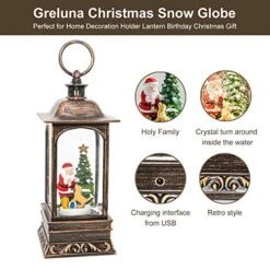 Snow Globe Christmas With Timer, Santa Claus Decoration LED Lantern With Glitter Great And Home Decoration (No Music) -Department 56 Shop 516hS0jiYbL
