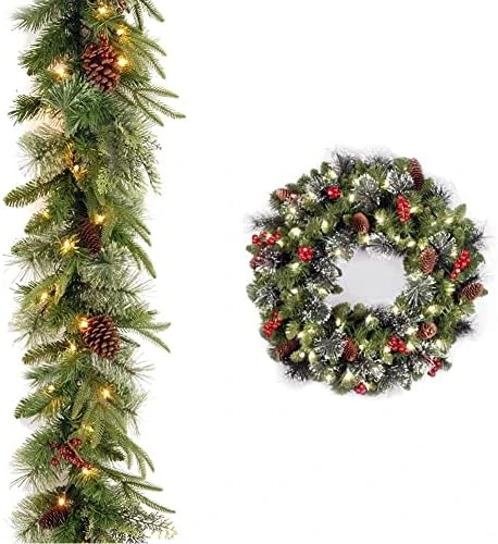 National Tree Company Pre-Lit 'Feel Real' Artificial Christmas Garland, Green, Colonial Fir, White Lights, Decorated With Pine Cones, Plug In, Christmas Collection, 9 Feet 5 National Tree Company Pre-Lit 'Feel Real' Artificial Christmas Garland, Green, Colonial Fir, White Lights, Decorated With Pine Cones, Plug In, Christmas Collection, 9 Feet - Image 5