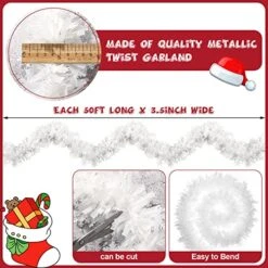 Dingion 50 Ft Christmas Tinsel Garland, White Metallic Twist Garland Artificial Tinsel Garland For Xmas Tree Fireplace Home Wedding Party Christmas Decoration (Snowflake Style) 13 Dingion 50 Ft Christmas Tinsel Garland, White Metallic Twist Garland Artificial Tinsel Garland For Xmas Tree Fireplace Home Wedding Party Christmas Decoration (Snowflake Style) -Department 56 Shop 516uRZ6PErL