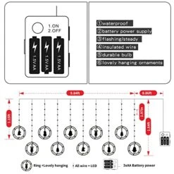 MILEXING Christmas Window Lights, 10 Round Lights 120 LED Lights Christmas Decorations Indoor, Battery Operated Christmas Curtain Lights 9.84 Ft Waterproof String Light For Bedroom Party Decor -Department 56 Shop 516xJ08pabL