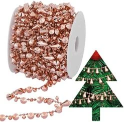 ADXCO 33 Feet Christmas Tree Bead Garlands Crystal Acrylic Bead Strands Chains Large Twist Bead Garlands For Christmas Tree Wedding Party Decoration (Rose Gold) -Department 56 Shop 517DwMTxBUL. AC