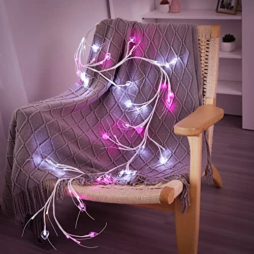 Dolunvo Birch Garland With Heart-Shaped Lights 6FT 54 LED Battery Operated, Lighted Twig Vine With Timer For Valentines Day Decor Christmas Home Fireplace Decoration Indoor Outdoor Use 5 Dolunvo Birch Garland With Heart-Shaped Lights 6FT 54 LED Battery Operated, Lighted Twig Vine With Timer For Valentines Day Decor Christmas Home Fireplace Decoration Indoor Outdoor Use - Image 5