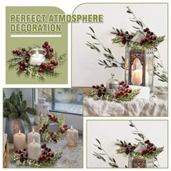 Christmas Candle Rings Artificial Red Berries And Pinecones Candle Rings Wreaths Decor Candle Rings For Pillars Rustic Wedding Centerpiece Christmas Table Decoration For Front Door (4 Pieces) -Department 56 Shop 517kUApDQBL