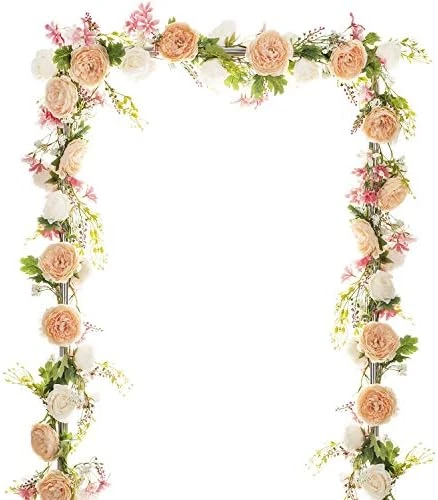 Artiflr 2 Pakc Artificial Peony Garland Flowers, 12ft Floral Greenery Garland Rose Flower Vine Garland With Mixed Peony Flowers And Green Leaves For Wedding Dining Table Home Party Decor (2, White) 6 Artiflr 2 Pakc Artificial Peony Garland Flowers, 12ft Floral Greenery Garland Rose Flower Vine Garland With Mixed Peony Flowers And Green Leaves For Wedding Dining Table Home Party Decor (2, White) - Image 6