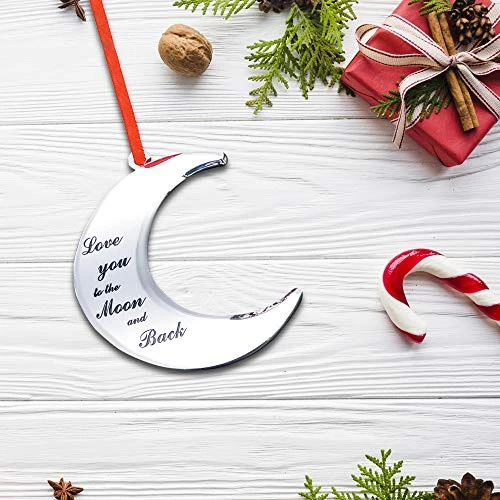 Holiday Jingle Love You To The Moon And Back Stunning Christmas Tree Ornament – Couples Baby’s Christmas Decoration – 4 X 3.25-inch Moon Ornament – With Ribbon 5 Holiday Jingle Love You To The Moon And Back Stunning Christmas Tree Ornament – Couples Baby’s Christmas Decoration – 4 X 3.25-inch Moon Ornament – With Ribbon - Image 5