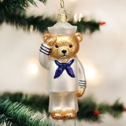 Old World Christmas Navy Glass Blown Ornaments For Christmas Tree Bear