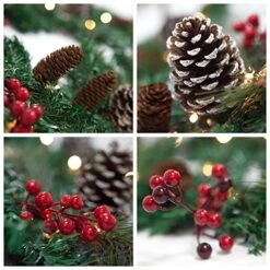 Kurala 9 FT Christmas Garland, Battery Operated With 8 Lighting Modes, Artificial Mixed With Pine Cones, Red Berries, 50 LED Lights 8 Kurala 9 FT Christmas Garland, Battery Operated With 8 Lighting Modes, Artificial Mixed With Pine Cones, Red Berries, 50 LED Lights -Department 56 Shop 517swIW4IEL