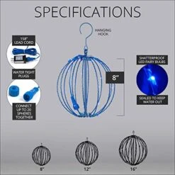 8" LED Fairy Light Ball – Indoor/Outdoor Fairy Lights Decoration With Fairy Mini Lights, Sphere Light Fold Flat Metal Frame (Blue Lights/Blue Frame) 9 8" LED Fairy Light Ball – Indoor/Outdoor Fairy Lights Decoration With Fairy Mini Lights, Sphere Light Fold Flat Metal Frame (Blue Lights/Blue Frame) -Department 56 Shop 517uV5zkF7L