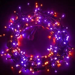 FUNPENY 300 LED Indoor String Lights, 100 FT Plug In Waterproof String Lights With 8 Modes For Halloween Thanksgiving Christmas Garden Decoration, Indoor And Outdoor Decorations (Purple-Orange) -Department 56 Shop 517xdONd36L