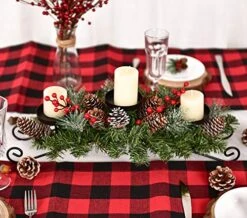 DearHouse Christmas Candle Holder Centerpiece, Pine Cones And Red Berry Table Centerpiece With 3 Candle Holders Table Accent Centerpiece For Festival Home Decoration 20" X 10" X 6"(L X W X H) -Department 56 Shop 5181PSOUnML