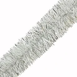 Lukigif 25 Feet Christmas Tree Twist Garland Sparkly Thick Metallic Tinsel Foil Wreath Hanging Decor For Parade Floats Christmas Eve Xmas Tree New Year Wedding Birthday Party, 4" X 25', Silver White -Department 56 Shop 5183Nz1229L. AC