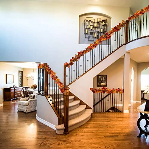 Lvydec 2 Pack Fall Maple Garland - 5.9ft/Piece Artificial Fall Foliage Garland Colorful Autumn Decor For Home Wedding Party (Mixed Color) 5 Lvydec 2 Pack Fall Maple Garland - 5.9ft/Piece Artificial Fall Foliage Garland Colorful Autumn Decor For Home Wedding Party (Mixed Color) - Image 5