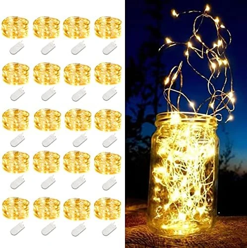 LEDIKON 20 Pack Fairy Lights Battery Operated,Long Lasting 7.2ft 20 LED Silver Wire Warm White Firefly Mason Jar Lights,Mini Led String Lights For Mason Jars Party Crafts Wedding Décor 6 LEDIKON 20 Pack Fairy Lights Battery Operated,Long Lasting 7.2ft 20 LED Silver Wire Warm White Firefly Mason Jar Lights,Mini Led String Lights For Mason Jars Party Crafts Wedding Décor - Image 6