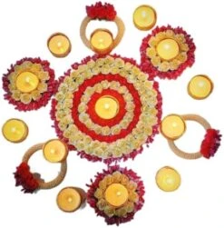 GENERIC India Gift HUB Handmade Tea Ligth Rangoli Set | Multi Design Festive Diyas| Tea Light Holders Housewarming Favors Outliner Decoration | Floral Mats Tea Party Floor Diwali Christmas Decor -Department 56 Shop 518XDJnMHjL. AC